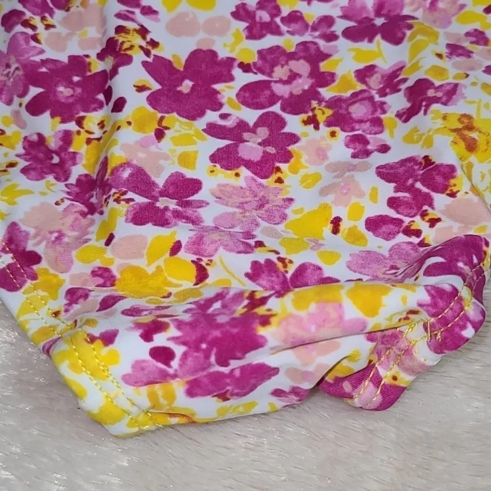 Coastalista Floral Bikini Swimsuit Set Girls Yellow Pink Ruffle Swimwear 4 6